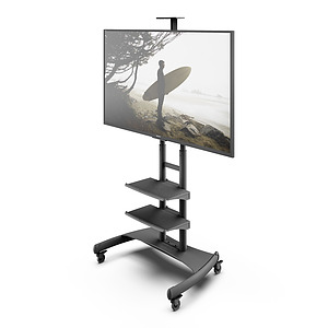 KANTO MOBILE TV MOUNT WITH TWO ADJUSTABLE SHELVES - 50" TO 82"