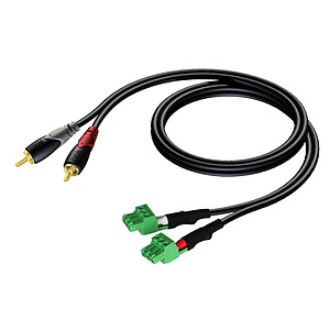 0.5m Dual Terminal Block - Dual RCA Cable