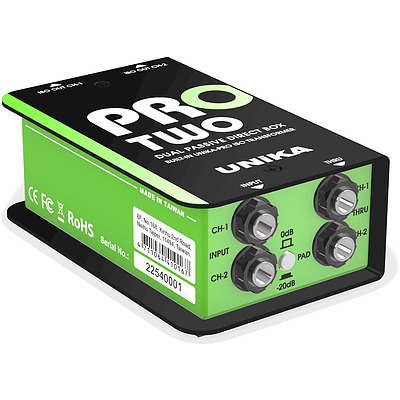 Pro Series Dual-Channel Passive DI Box with Isolation Transformer