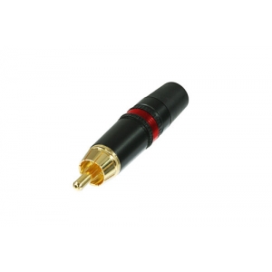 REAN DELUXE METAL PHONO RCA PLUG MALE GOLD PLATED CONTACTS RED RUBBER RING 8.6DIAX56L (MM)