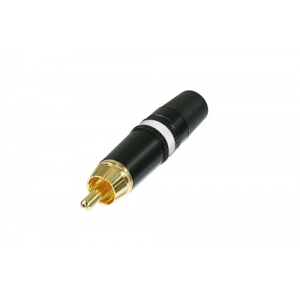 REAN DELUXE METAL PHONO RCA PLUG MALE GOLD PLATED CONTACTS WHT RUBBER RING 8.6DIAX56L (MM)