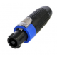 NEUTRIK 4POLE FEMALE CABLE CONNECTOR BLACK WITH BLUE RING & SOLDER CONTACTS METAL CHUCK TYPE SUTIS 10AWG 9-16m