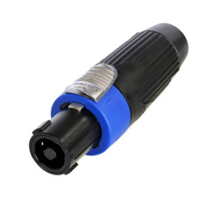 NEUTRIK 4POLE FEMALE CABLE CONNECTOR BLACK WITH BLUE RING & SOLDER CONTACTS METAL CHUCK TYPE SUTIS 10AWG 9-16m