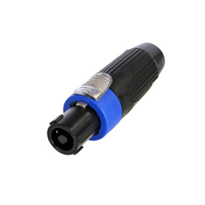 NEUTRIK 4POLE FEMALE CABLE CONNECTOR BLACK WITH BLUE RING & SOLDER CONTACTS METAL CHUCK TYPE SUTIS 10AWG 9-16m